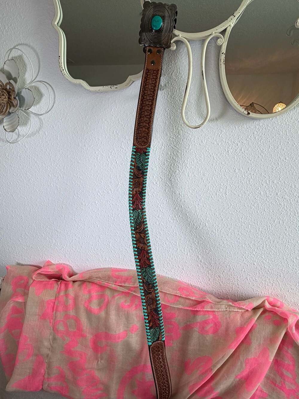 Myra Bag Tropical Forest Hand Tooled Concho Belt